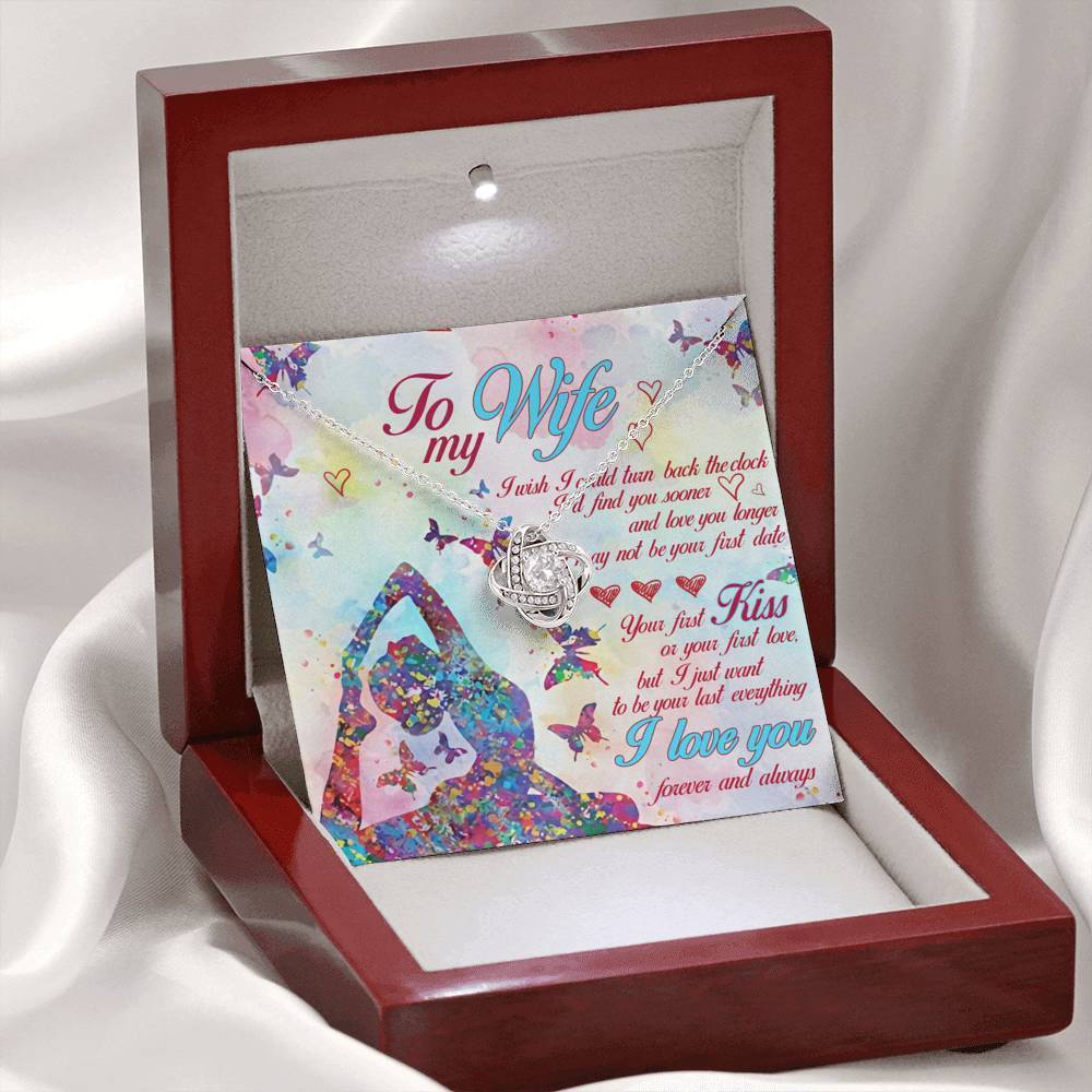 To My Wife Who Loves Yoga Love Knot Necklace With Pod Message Card Jewelry
