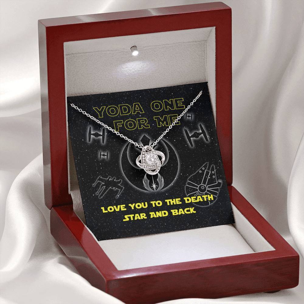 Yoda One For Me Love You To The Death Star And Back Knot Necklace With On Demand Message Card