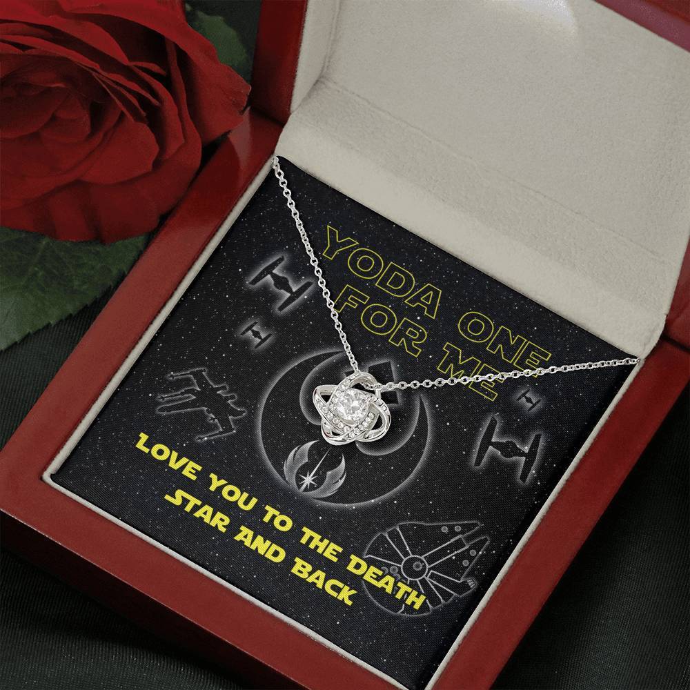 Yoda One For Me Love You To The Death Star And Back Knot Necklace With On Demand Message Card