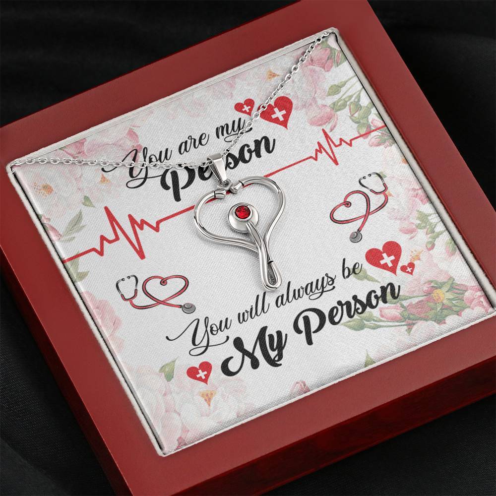You Are My Person Interlocking Heart Necklace Mahogany Style Luxury Box Jewelry