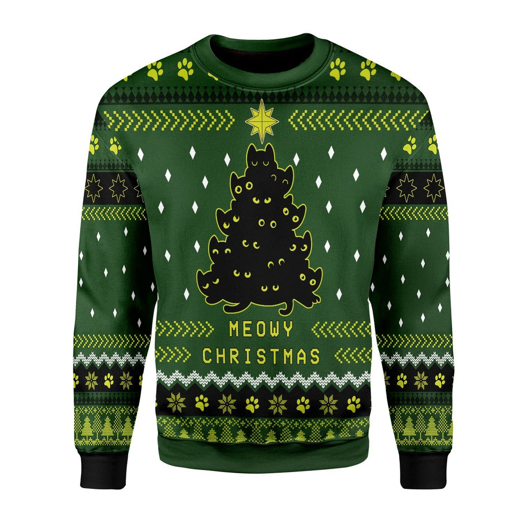Gearhomies Christmas Unisex Sweater Black Cat Ugly Christmas 3D Apparel