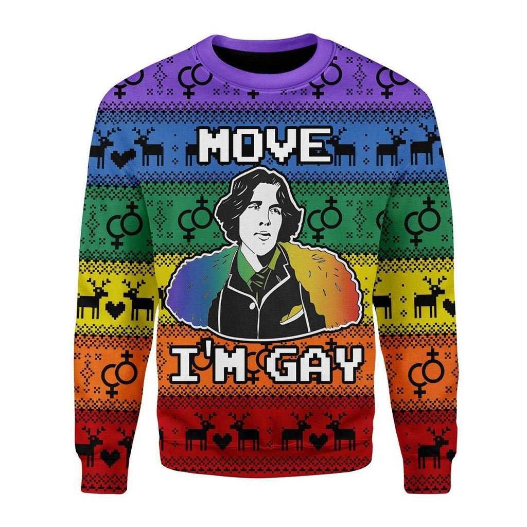 Gearhomies Christmas Unisex Sweater Move I'm Gay 3D Apparel