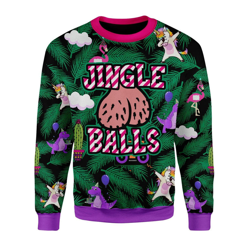 Gearhomies Christmas Unisex Sweater Jingle Balls Ugly Christmas 3D Apparel