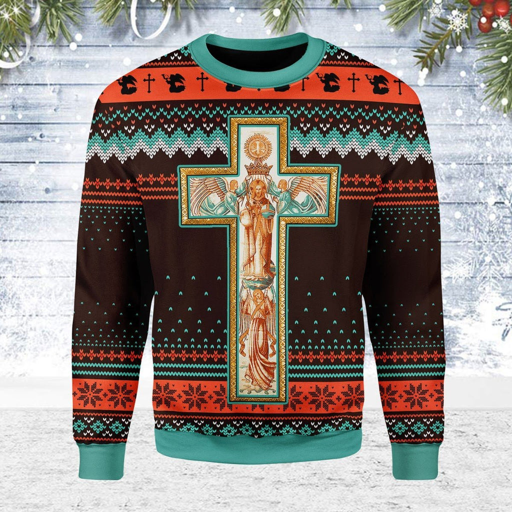 Gearhomies Christmas Unisex Sweater Jesus Christmas Cross 3D Apparel