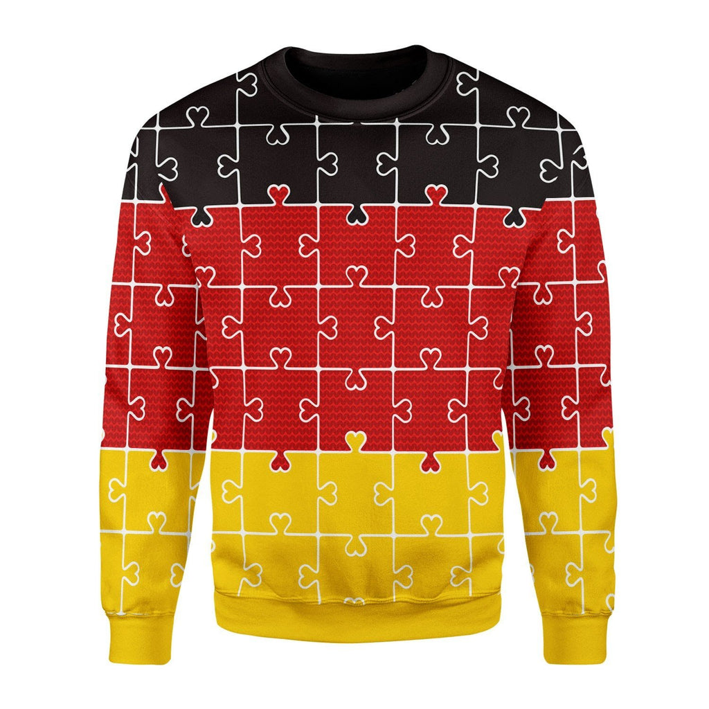 Gearhomies Christmas Unisex Sweater German Autism Jigsaw Piece Puzzle Ugly Christmas 3D Apparel