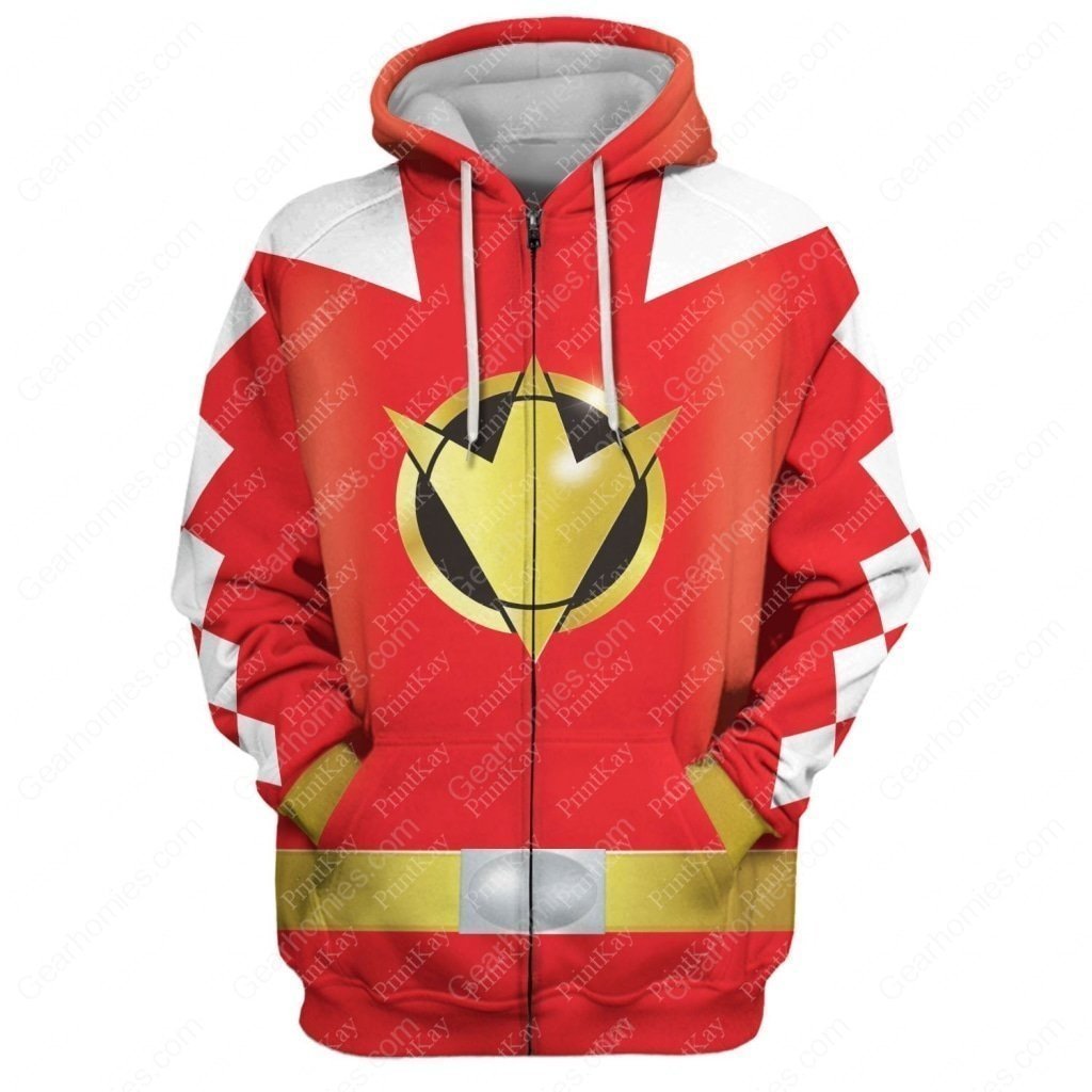 Dino Thunder Red Zip Hoodie / S Qm112