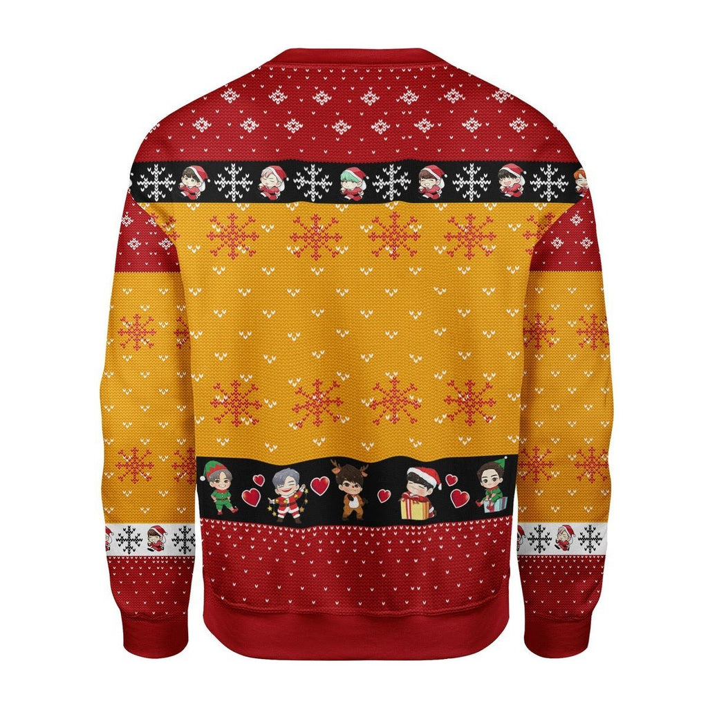 Gearhomies Christmas Unisex Sweater Chibi BTS Members Ugly Christmas 3D Apparel