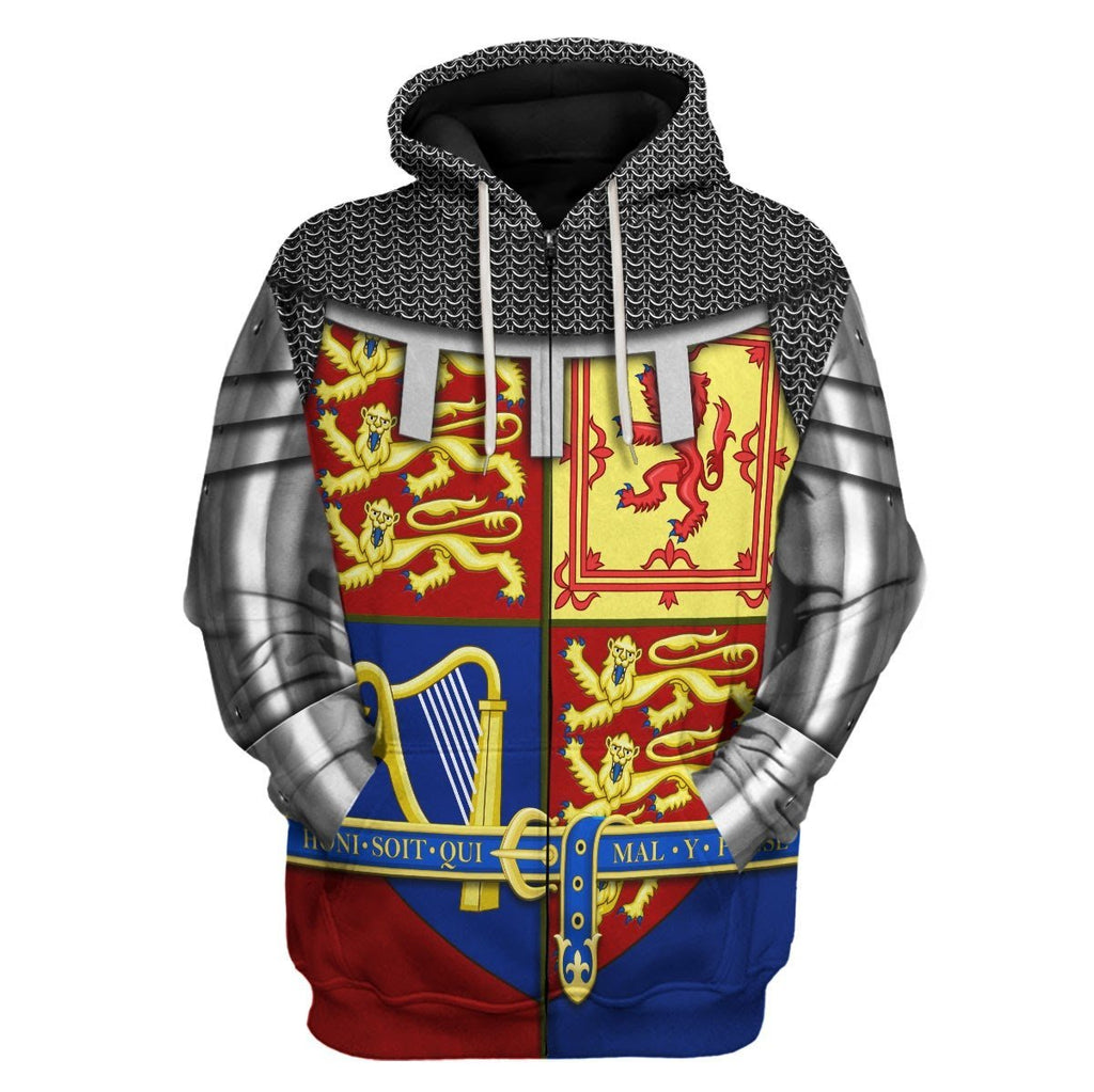 Royal Coat Of Arms The United Kingdom (Queen Elizabeth Ii) Zip Fleece Hoodie / S Qm873