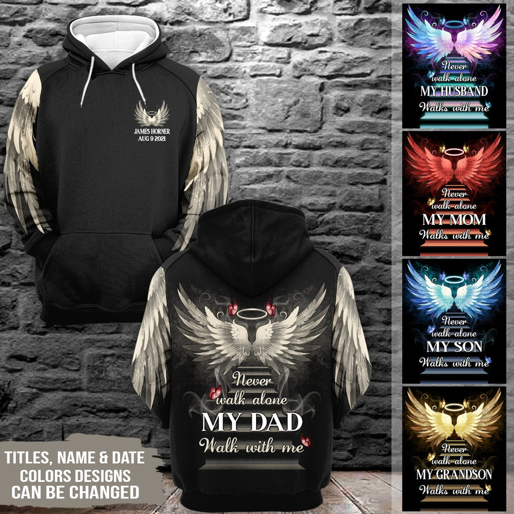 Never Walk Alone My Love Walks With Me, Personalized All Over Print Hoodie- Test random title 006