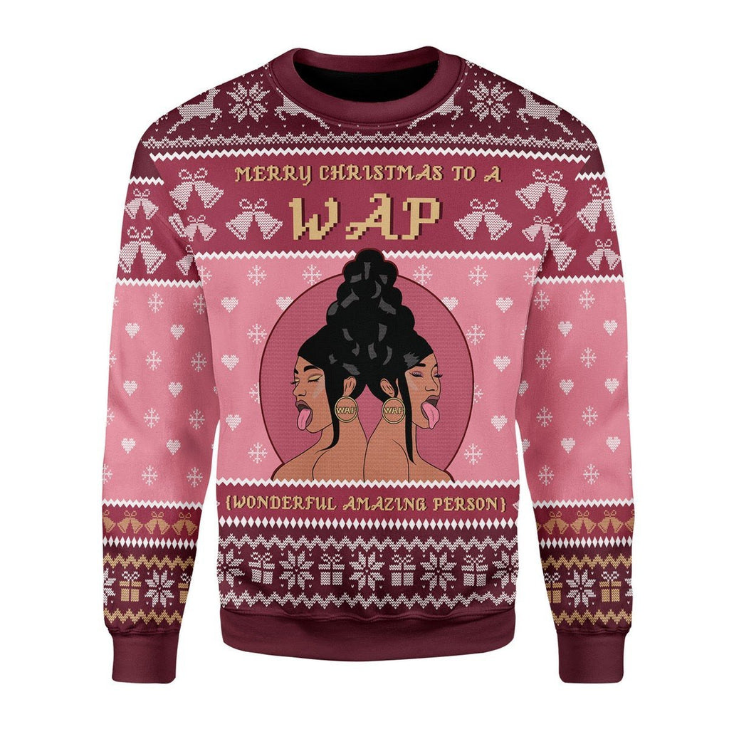 Gearhomies Christmas Unisex Sweater Merry Christmas To A Wap Ugly Christmas 3D Apparel