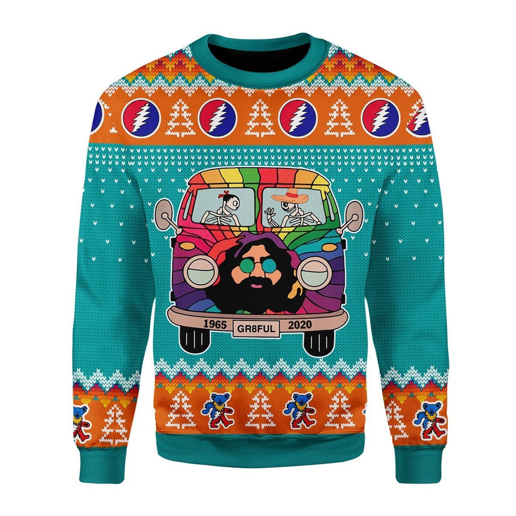 Gearhomies Christmas Unisex Sweater Grateful Dead Bus Ugly Christmas 3D Apparel