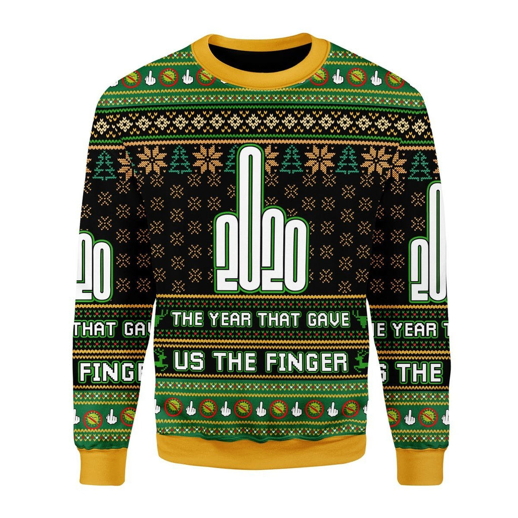 Gearhomies Christmas Unisex Sweater Funny 2020 The Year That Gave Us The Finger Ugly Christmas 3D Apparel