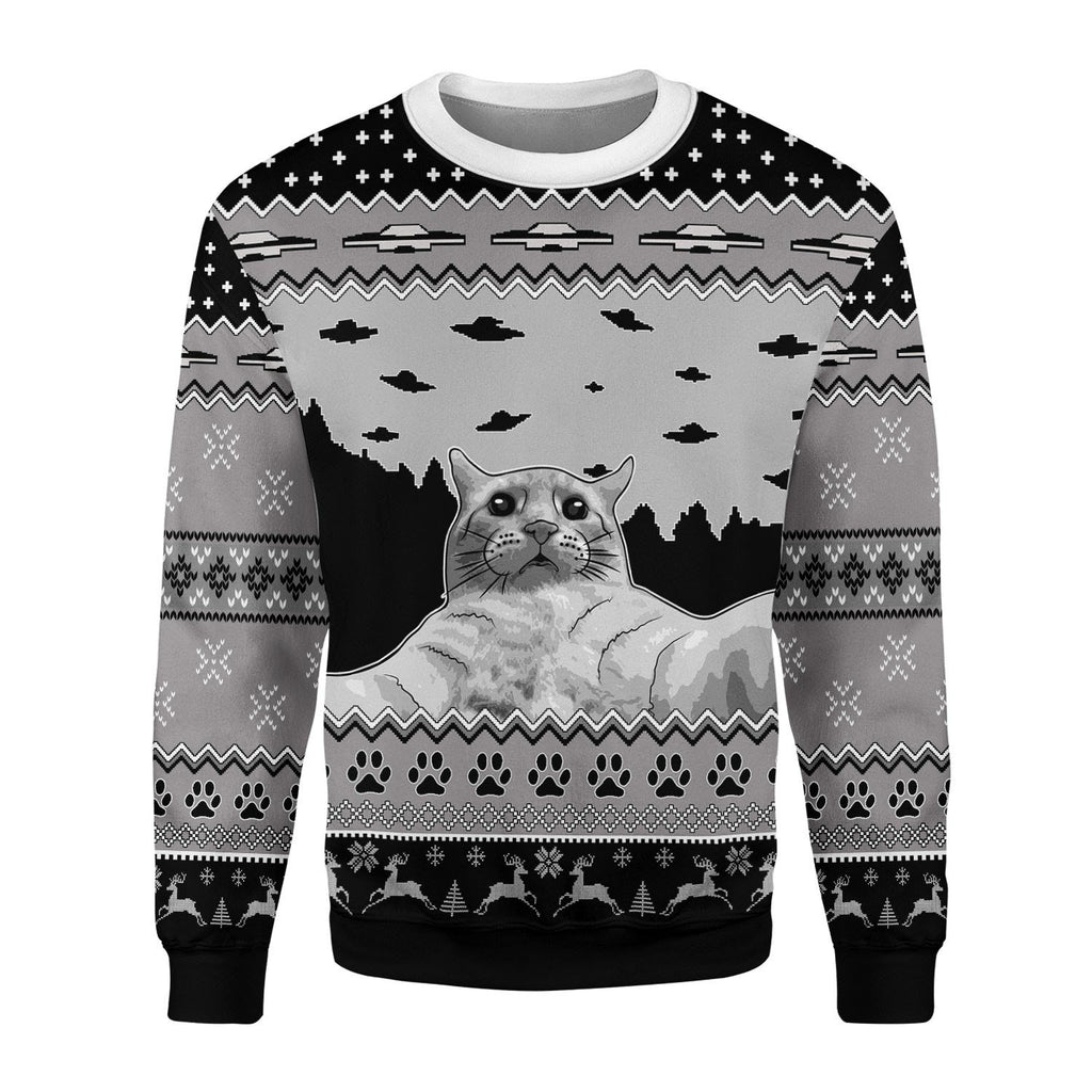 Gearhomies Christmas Unisex Sweater UFO Cat Funny Cat Selfie 3D Apparel
