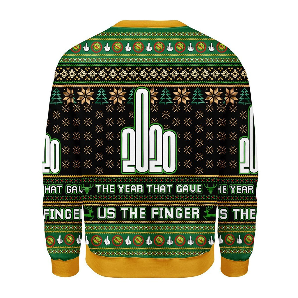 Gearhomies Christmas Unisex Sweater Funny 2020 The Year That Gave Us The Finger Ugly Christmas 3D Apparel