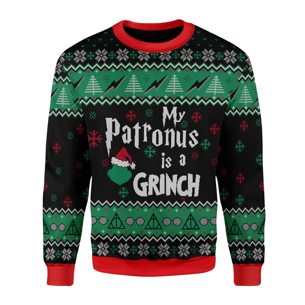 Gearhomies Christmas Unisex Sweater My Patronus Is A Grinch Ugly Christmas 3D Apparel