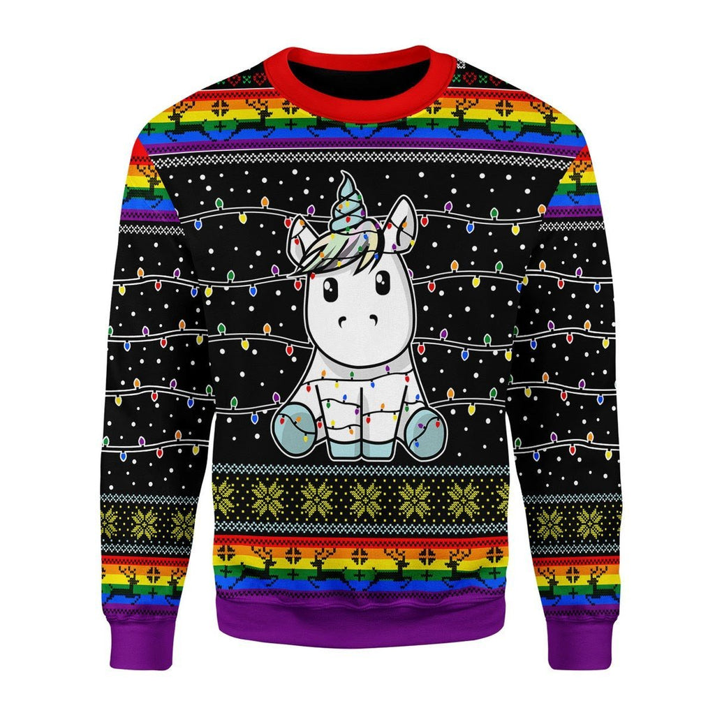 Gearhomies Christmas Unisex Sweater Unicorn Tree 3D Apparel