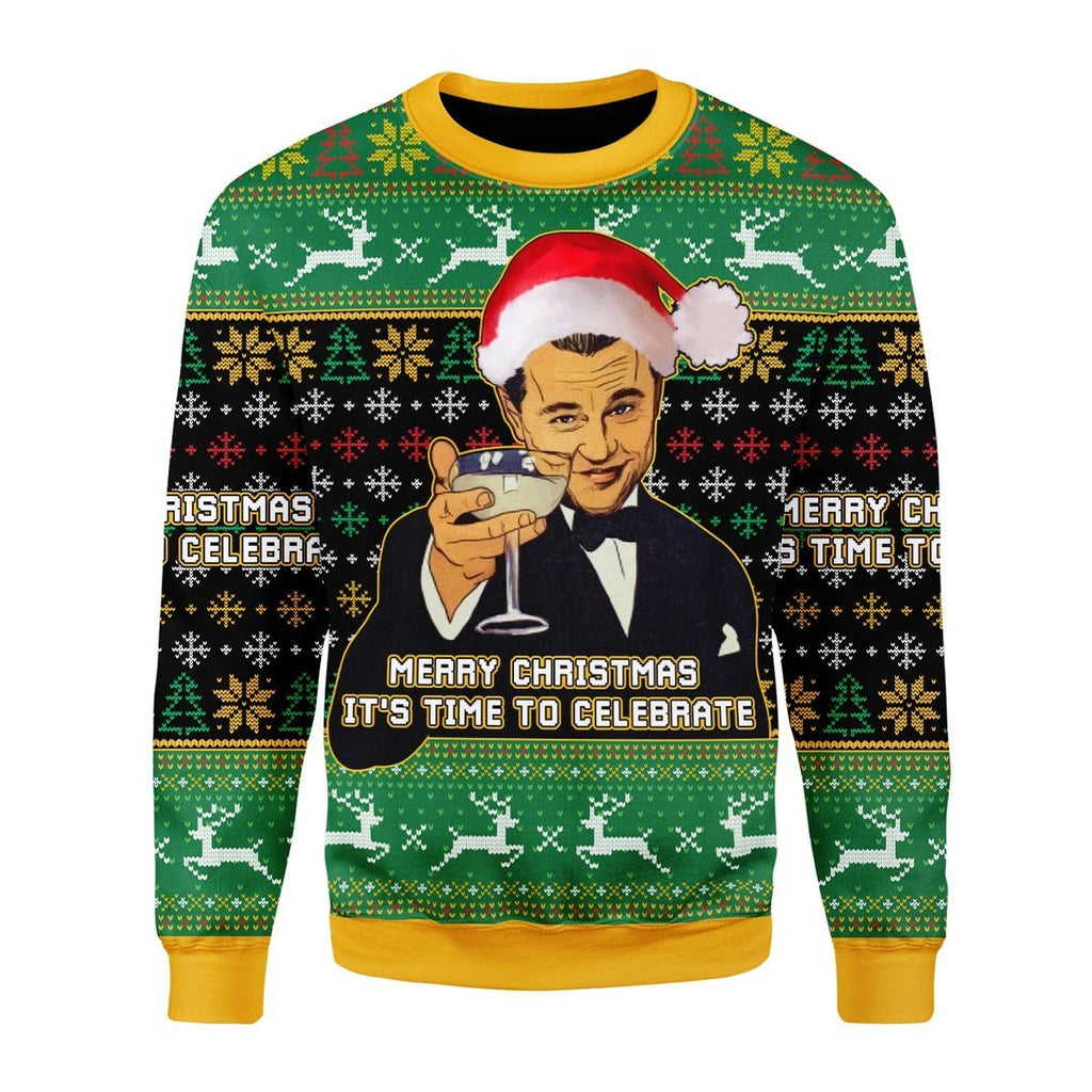 Gearhomies Christmas Unisex Sweater Merry Christmas Leo Meme Ugly Christmas 3D Apparel