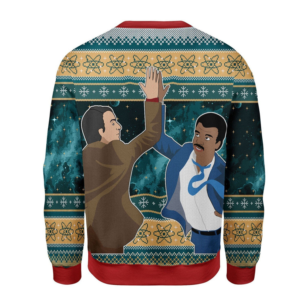 Gearhomies Christmas Unisex Sweater Neil High Fiving Carl Sagan 3D Apparel