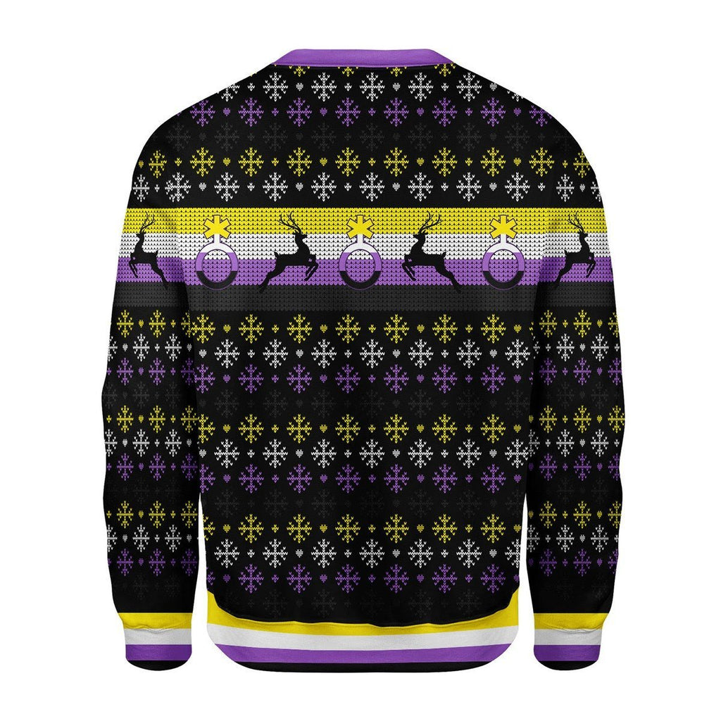Gearhomies Christmas Unisex Sweater Nonbinary Flag 3D Apparel