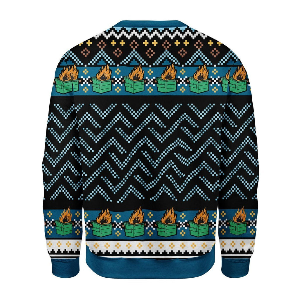 Gearhomies Christmas Unisex Sweater My Life Is A Dumpster Fire Ugly Christmas 3D Apparel