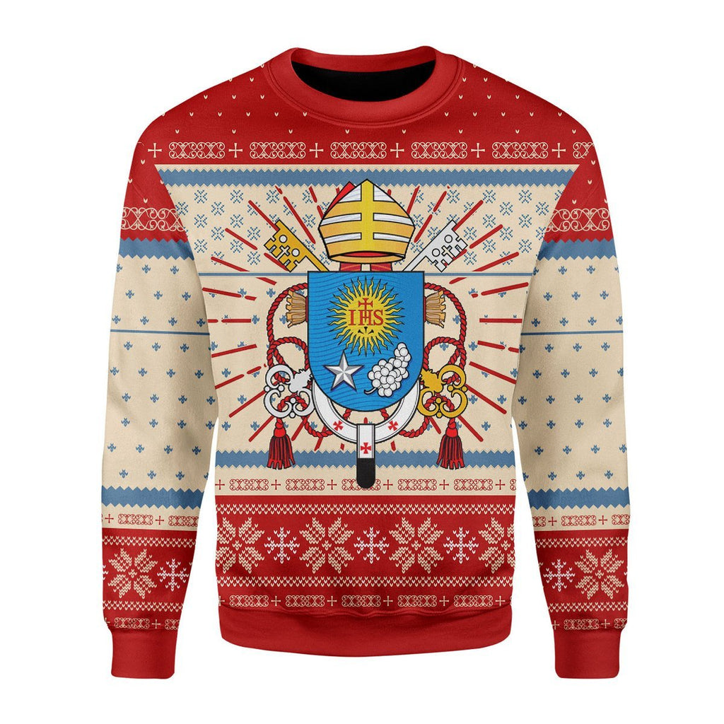 Gearhomies Christmas Unisex Sweater Pope Francis Coat Of Arms 3D Apparel