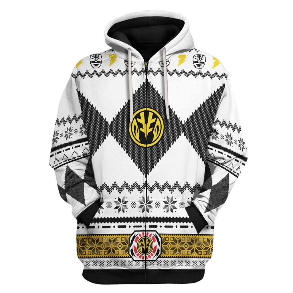 Gearhomies 3D Zip Hoodie MightyMorphin, White