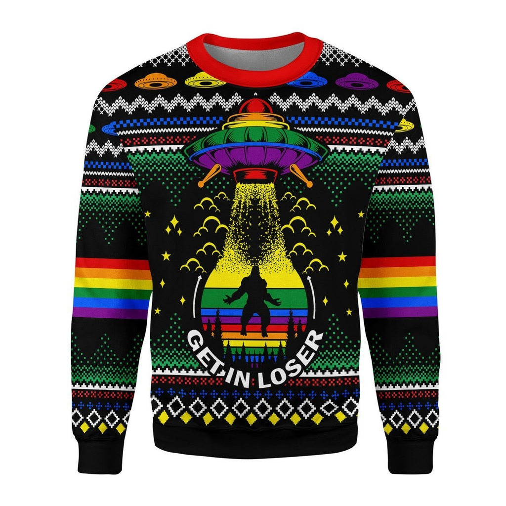 Gearhomies Christmas Unisex Sweater Get In Loser 3D Apparel