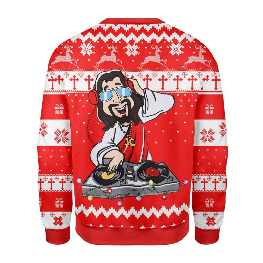 Gearhomies Christmas Unisex Sweater Hawaiian DJ Jesus 3D Apparel