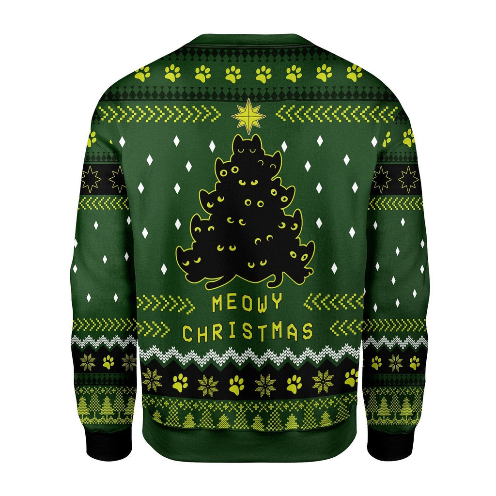 Gearhomies Christmas Unisex Sweater Black Cat Ugly Christmas 3D Apparel