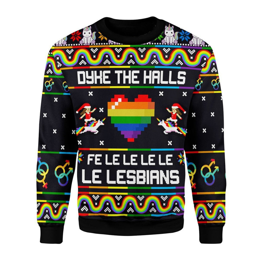 Gearhomies Christmas Unisex Sweater Dyke The Halls Christmas Ugly 3D Apparel