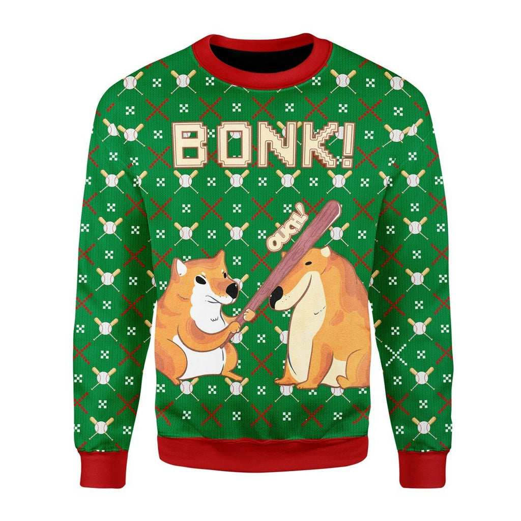 Gearhomies Christmas Unisex Sweater Bonk Dog Ugly Chrisrmas 3D Apparel