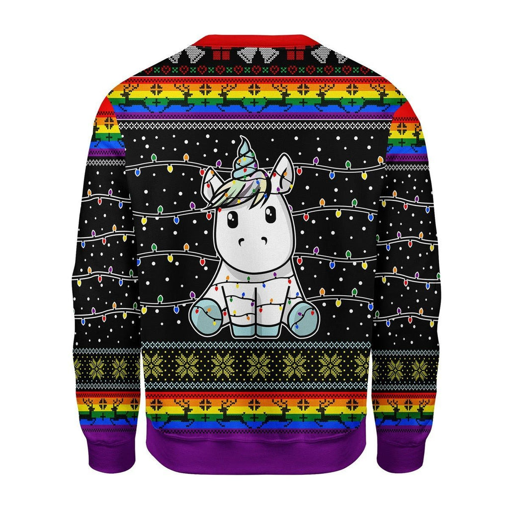 Gearhomies Christmas Unisex Sweater Unicorn Tree 3D Apparel